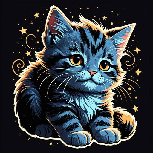 Sleepy Kitten Digital Illustration