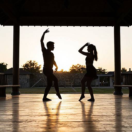 Silhouetted Dancers at Sunset Pavilion