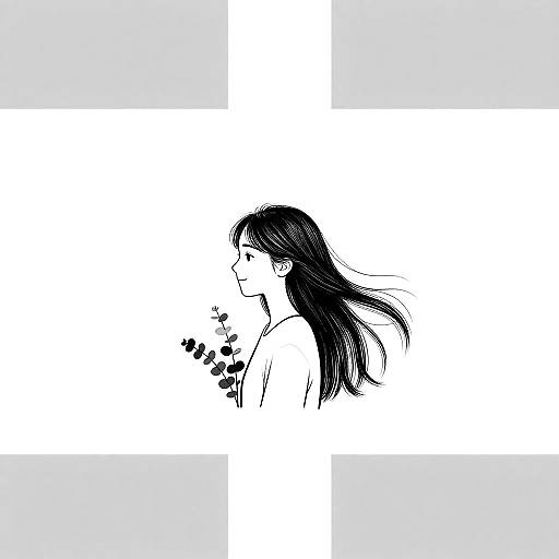 Minimalist Black-and-White Line Portrait