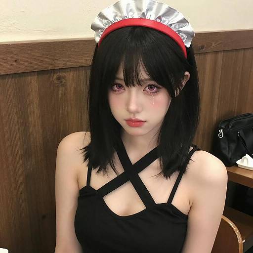 Portrait of Young Woman with Maid Headband