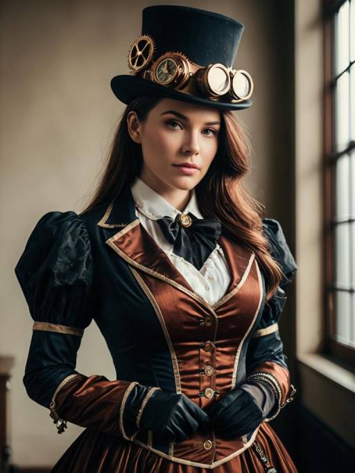 Elegant Steampunk Lady in Dramatic Portrait