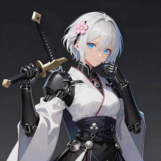 Futuristic Samurai Woman in Kimono