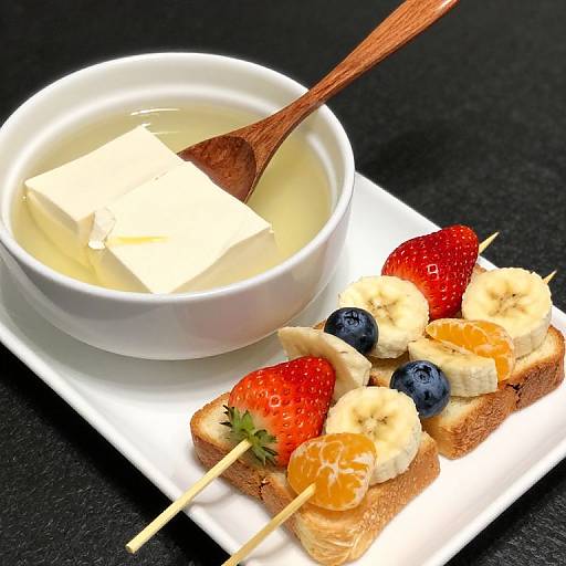 Tofu Fondue with Fruit Kebabs
