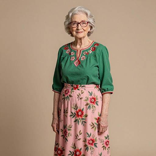 Charming Portrait of Elegant Elderly Woman