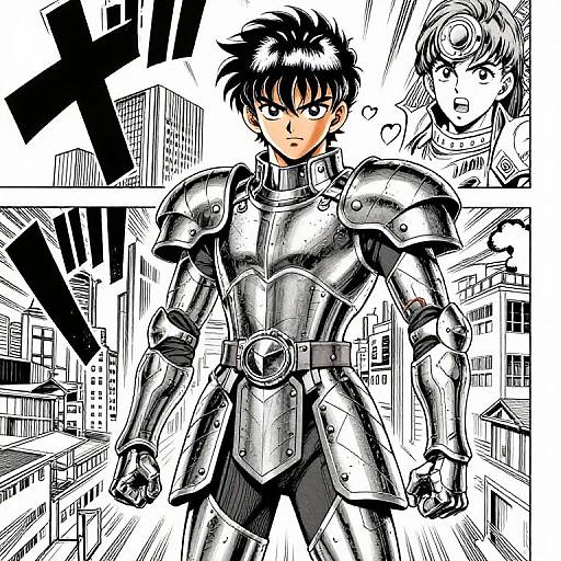 Manga Hero in Vibrant Cityscape