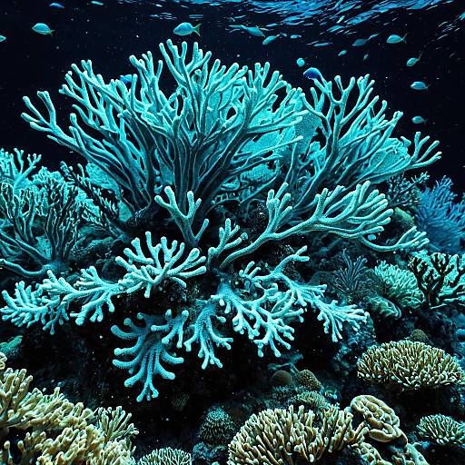 Bioluminescent Coral Reef Underwater