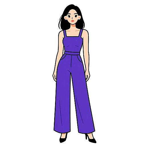 Modern Woman in Navy Jumpsuit