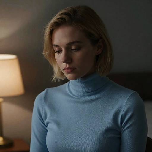 Pensive Young Woman in Soft Lighting