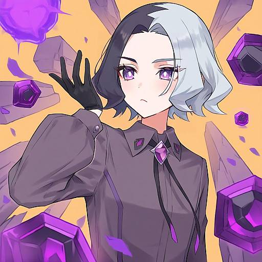 Illustration of Amethio (pokemon), pokemon in the style of Kopaka (karda nui)