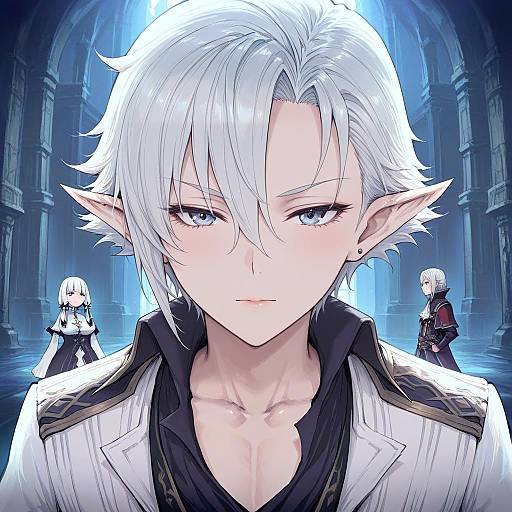 Illustration of Astarion, baldur's gate in the style of Haoni