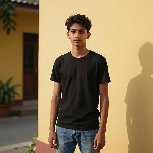 Portrait of Young Man by Yellow Wall