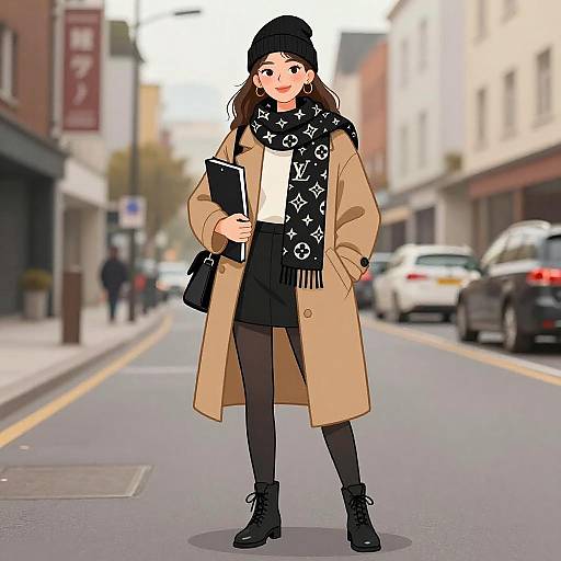 Chic Urban Woman in Camel Coat
