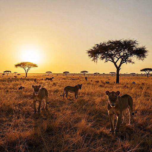 Savannah Predators at Sunset