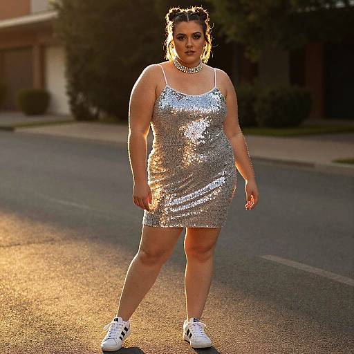 Golden-Hour Plus-Size Sequin Tour Look