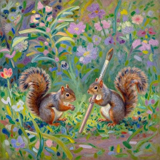 Impressionist Squirrel with Magic Brush
