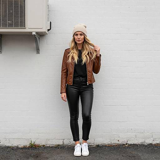 Urban Style: Blonde Woman in Leather