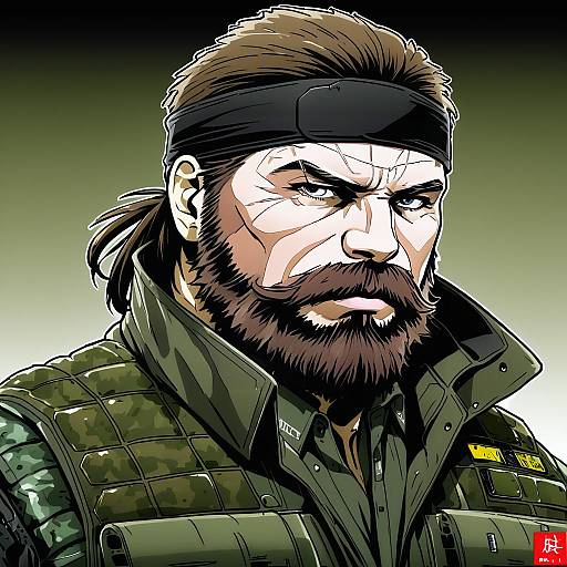 Illustration of Big boss, metal gear (series) in the style of Hijiri tsukasa