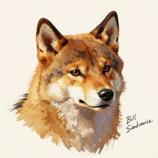 Digital Painting of a Cool Furry Male Wolf