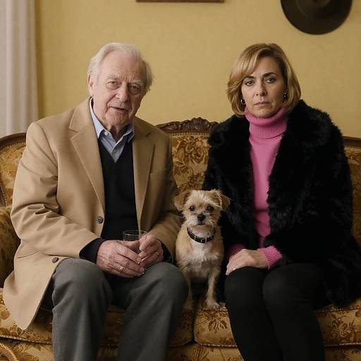 Cozy Portrait of Elderly Couple with Dog