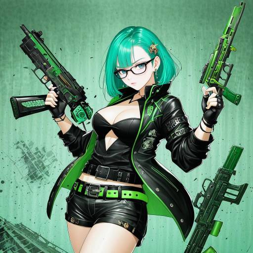 Stylish Warrior Girl with Weapon