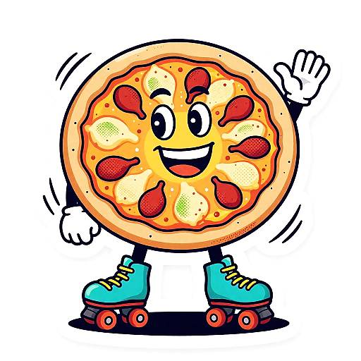 Cheeky Roller-Skating Margherita Pizza Pop Art Sticker