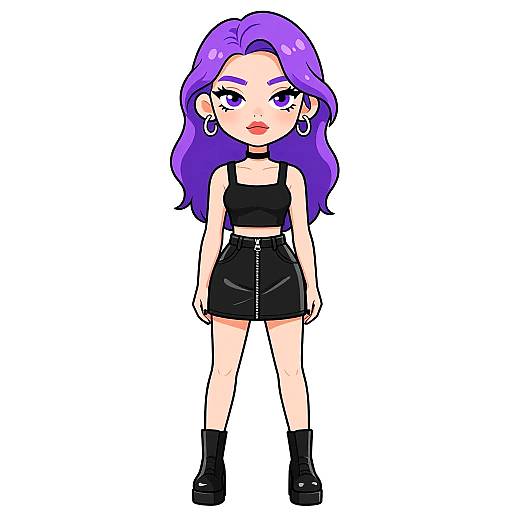 Punk-Inspired Woman in Leather Skirt