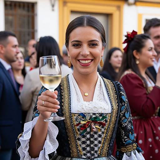 Smiling Woman in Sevillian Feria Attire