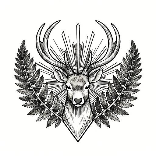 Symmetrical Crescent Deer Antler Tattoo