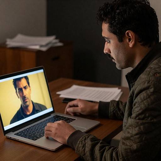 Man Video Calling on Laptop