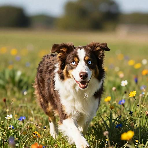Playful Australian Shepherd in Meadow