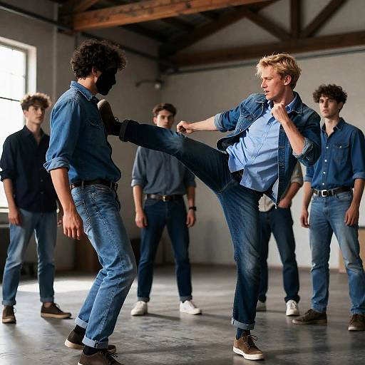 Dynamic Fight Scene in Industrial Setting