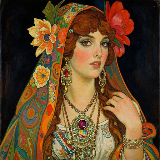 Vibrant Gypsy Woman in Neoclassical Style