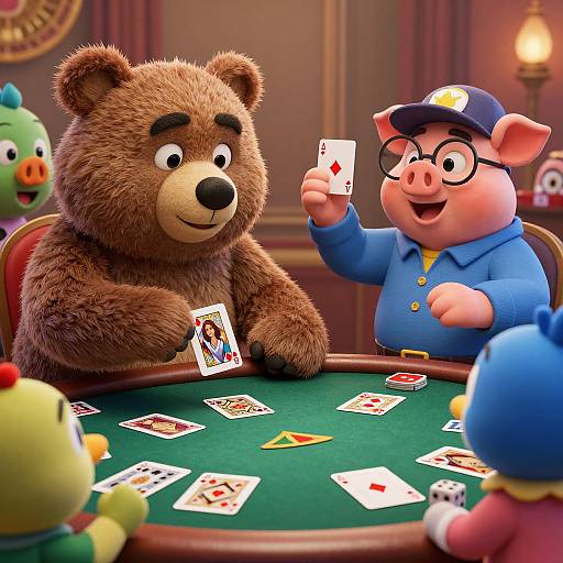Cartoon Characters Playing Poker