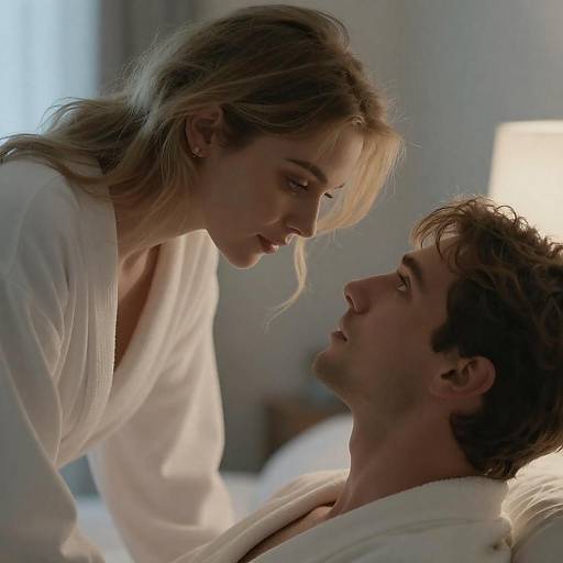 Close-Up Intimate Gaze Between Lovers