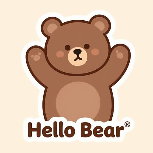 Cheerful Brown Bear Sticker Design