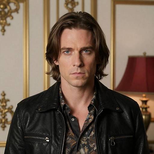 Serious Man in Leather Jacket Portrait