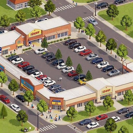 Vector Satellite View of Suburban Mall