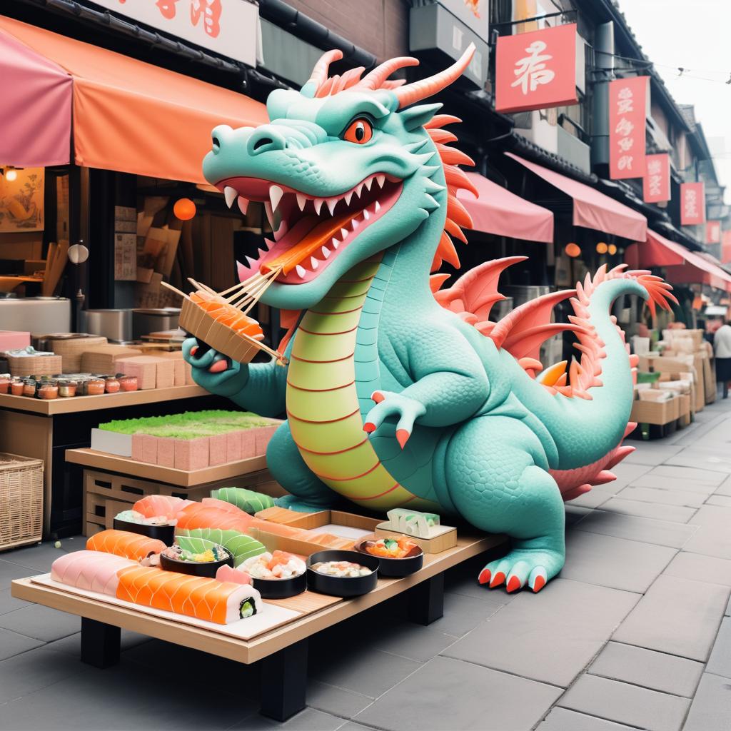 Sushi Dragon in Urban Art Style