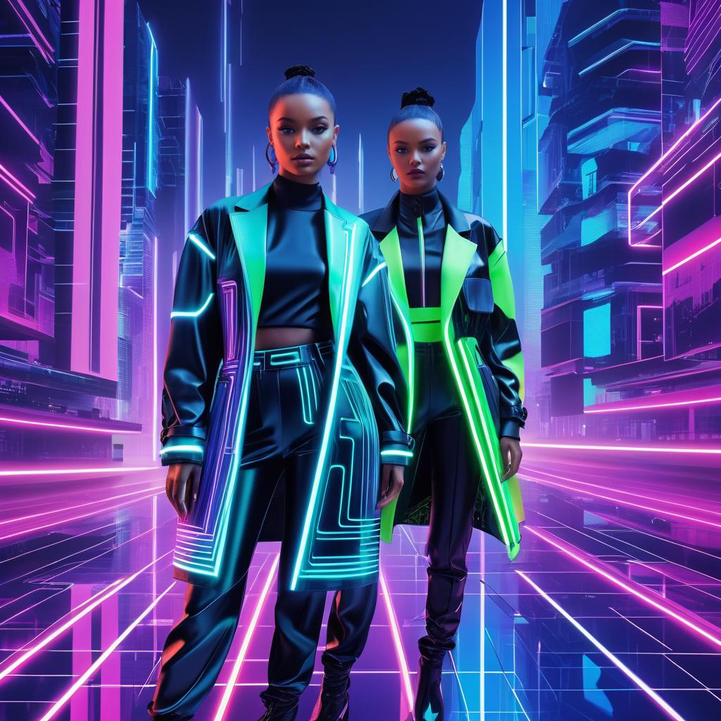 Futuristic Tech Fashion Moodboard Collage