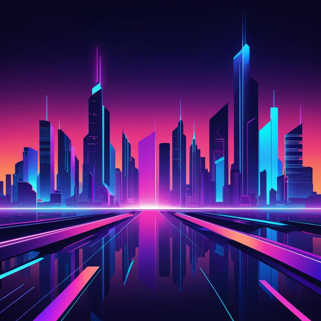 Futuristic City Skyline Vector Design