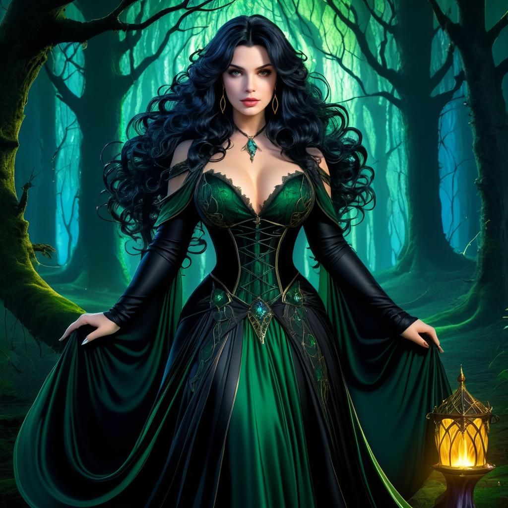 Enchanting Sorceress in Gothic Forest