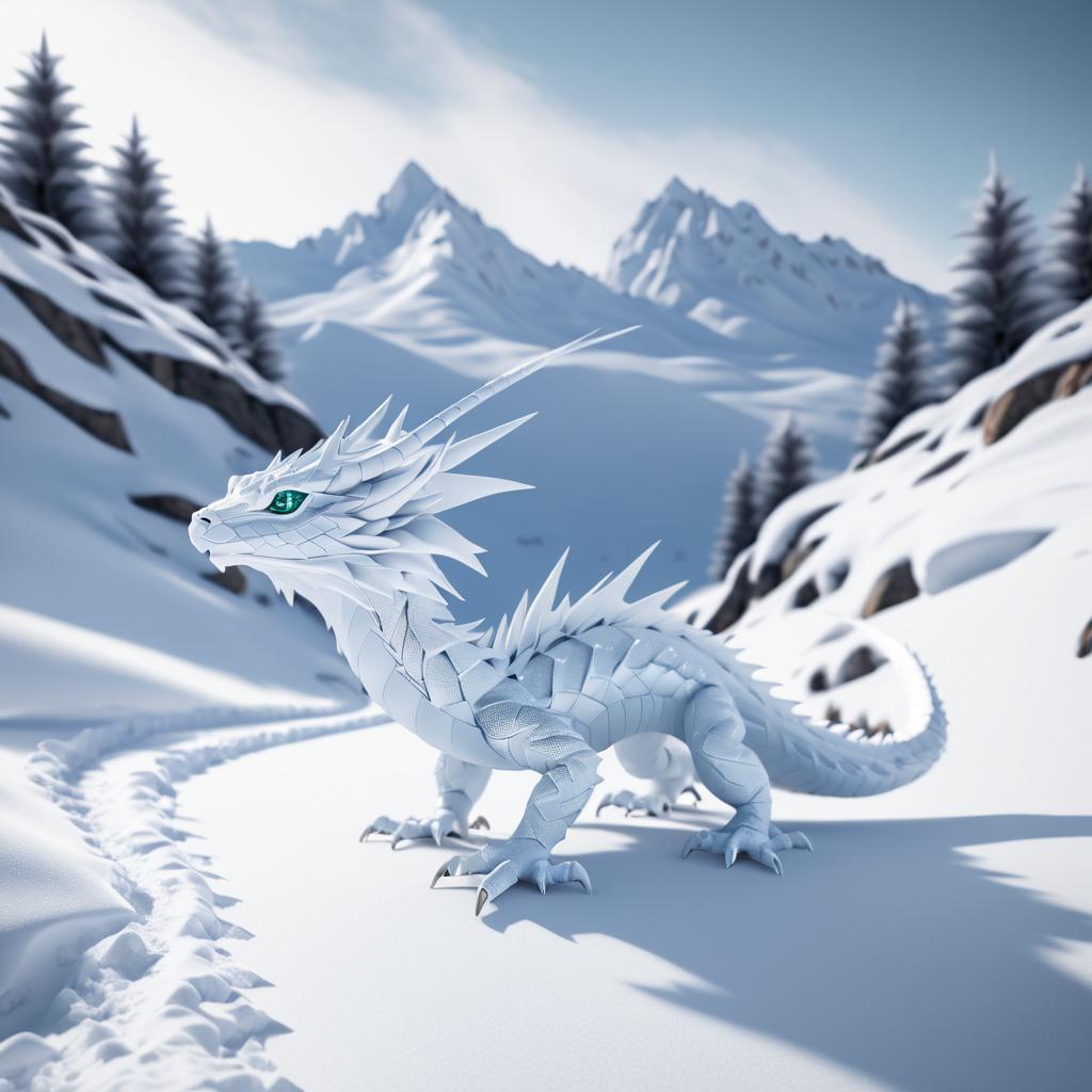 Ultra-Realistic Snow Basilisk in Mountains