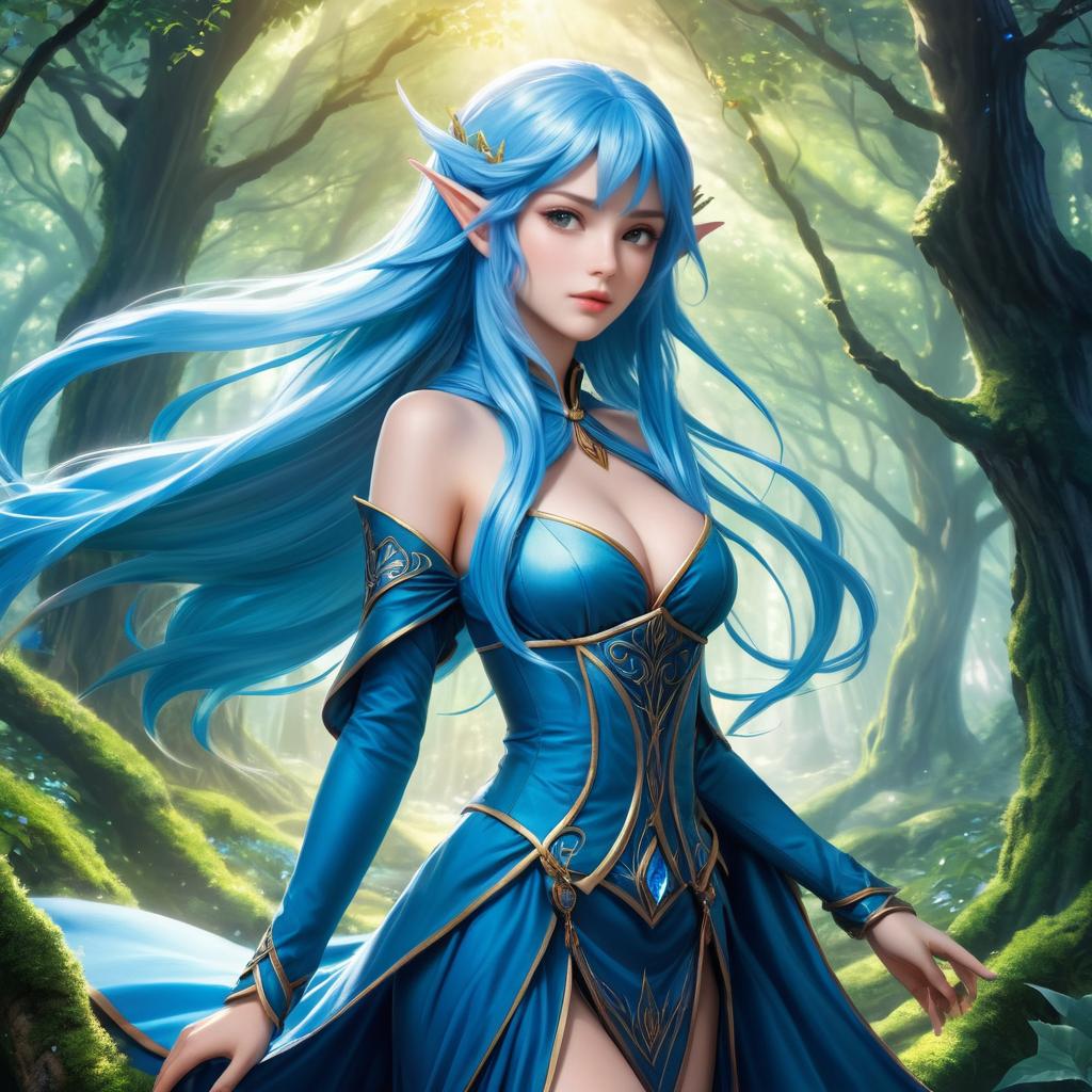 Confident Elf Sorceress in Enchanted Forest