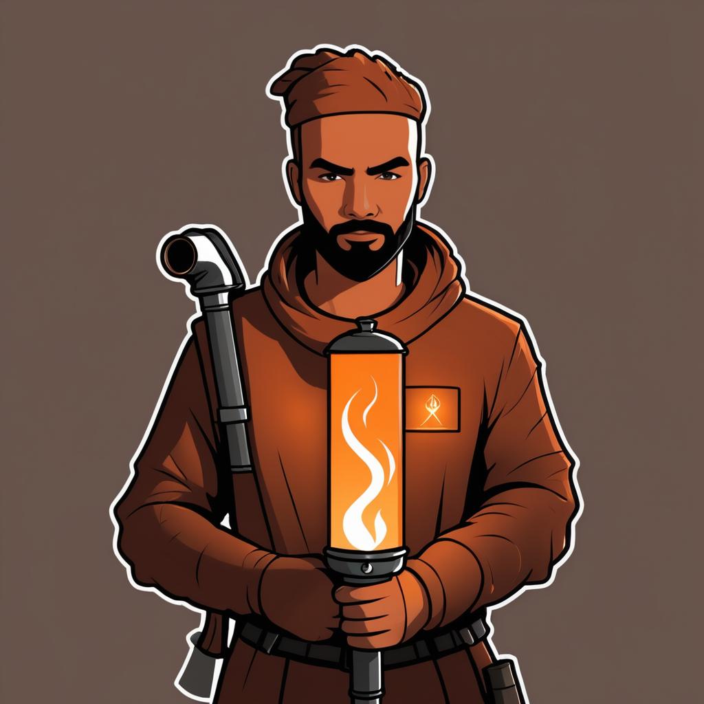 Minimalistic Rust Character Headbanner Design