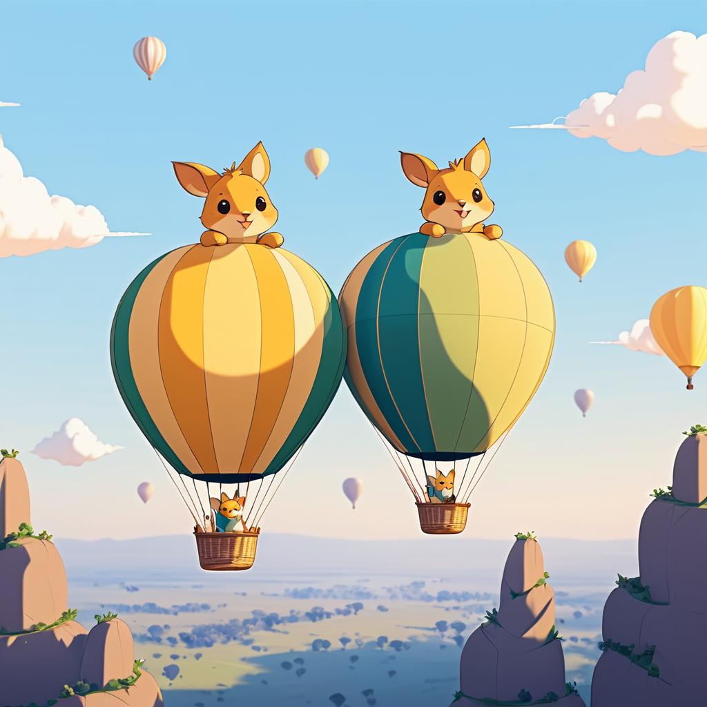 Adorable Wallabies in a Balloon Adventure