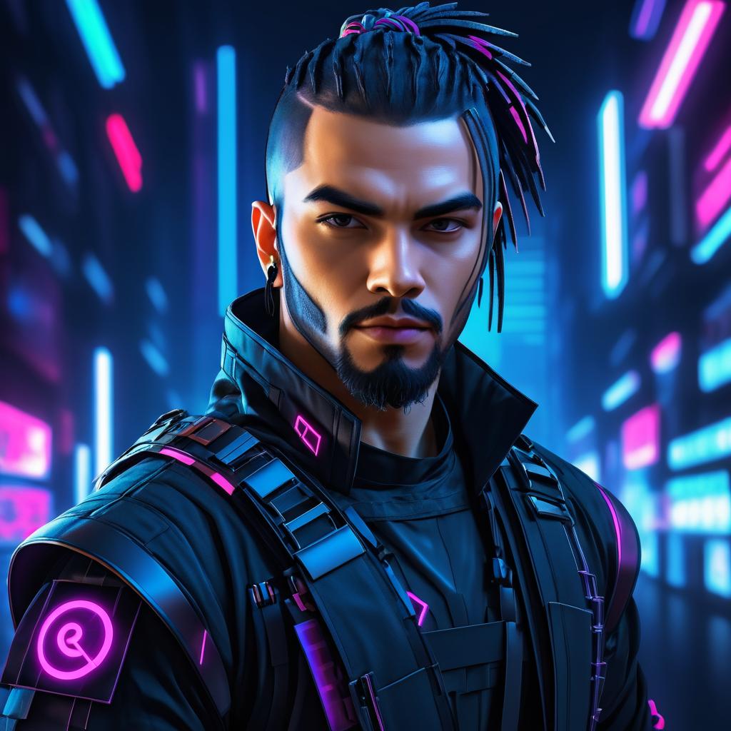 Cyberpunk Ninja Portrait in Sharp Focus