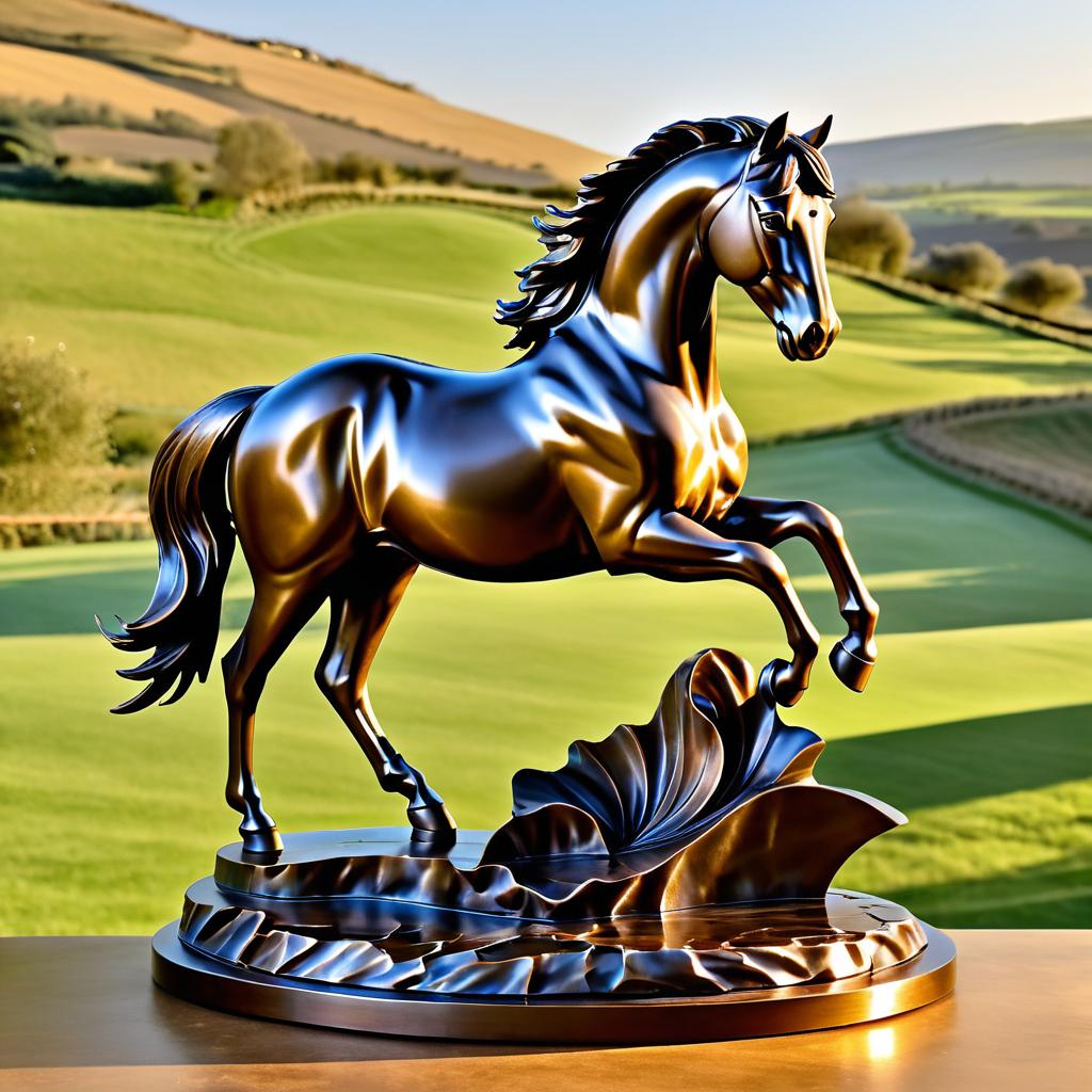 Enchanting 3D Horse Sculpture in Landscape