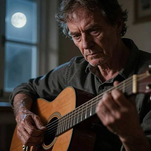 Hyper-Realistic Musician Portrait in Moonlight