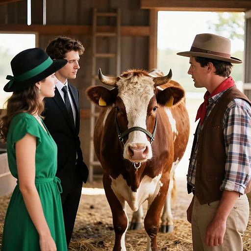 Captivating Moment with a Cow and Friends