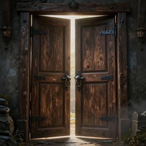 Rustic Double Door to Fantasy Realm